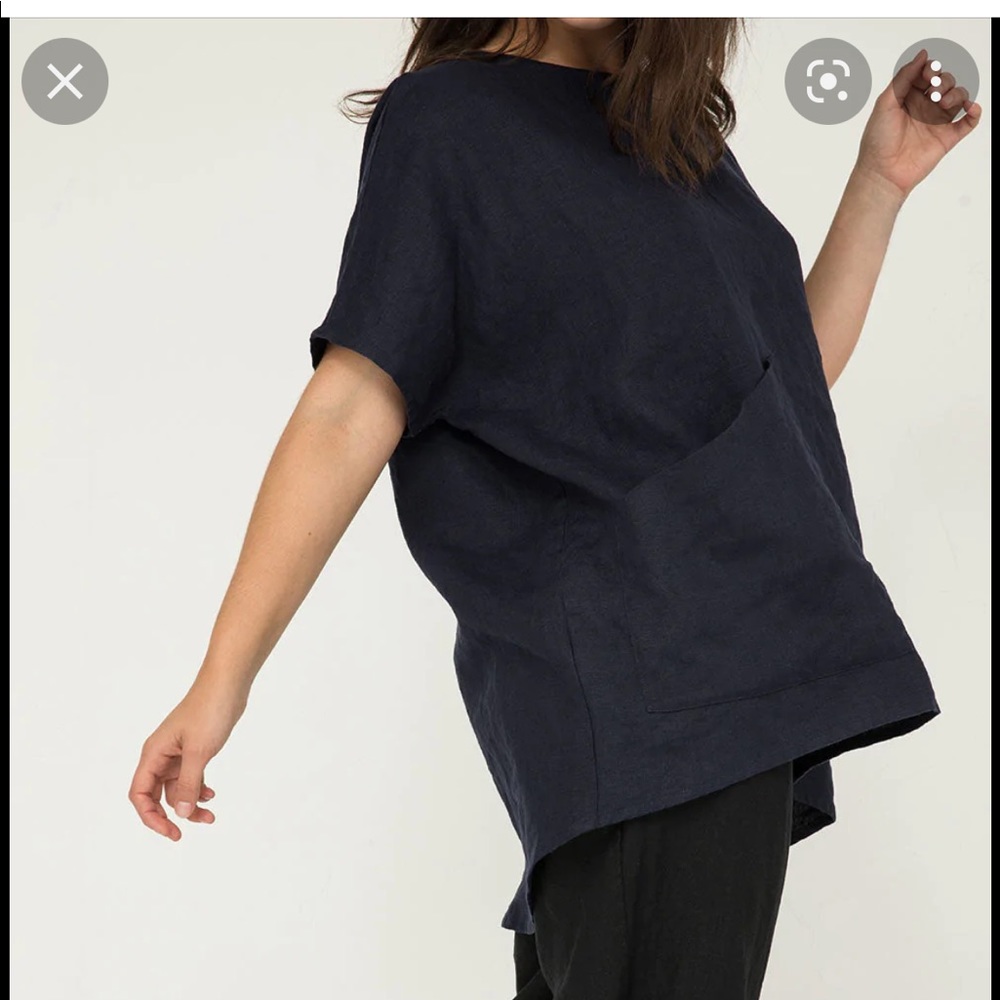 ES Harper tunic in Midweight linen Navy